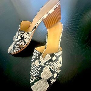 Nine West Andre, snakeskin slip on sandals.